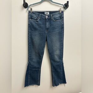PAIGE Jeans Collette High Rise Cropped Flare Side Slit Raw Hem Women’s 29